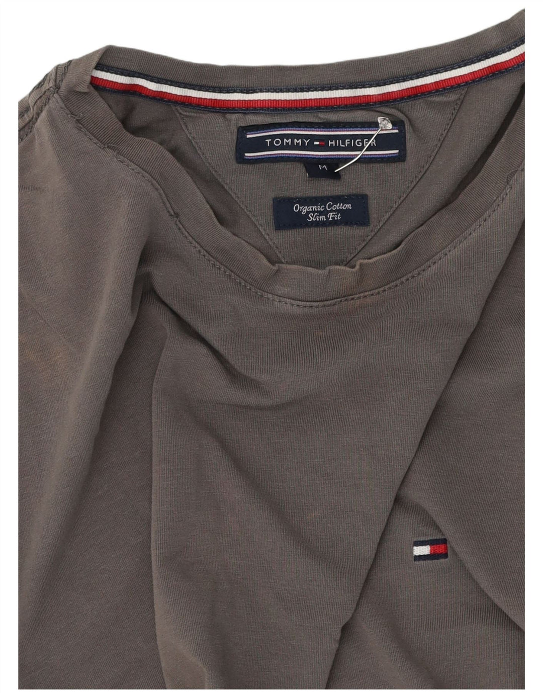 Tommy Hilfiger Slim Fit T-Shirt-Oberteil für Herren aus mittelgrauer Baumwolle