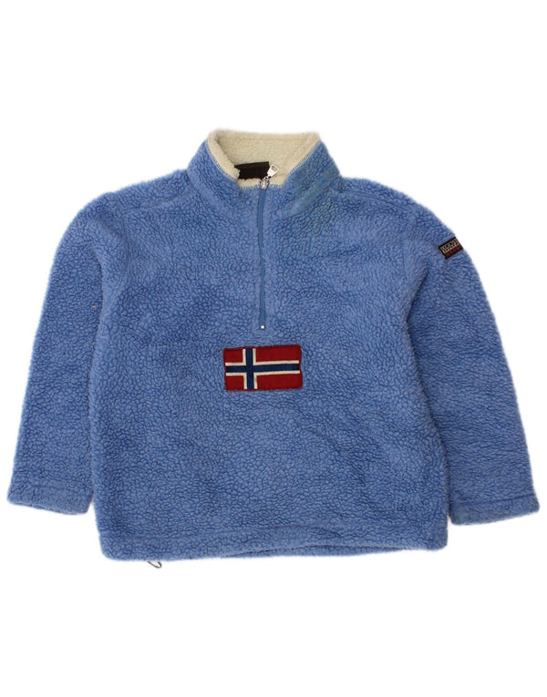 NAPAPIJRI Jungen-Fleecepullover mit grafischem Reißverschluss und Kragen, 3–4 Jahre, blaues Polyester