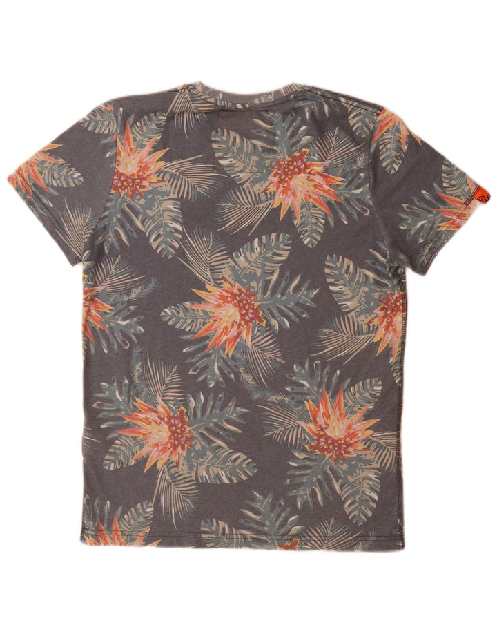 Superdry Herren Grafik-T-Shirt-Oberteil, großes grau geblümtes Polyester
