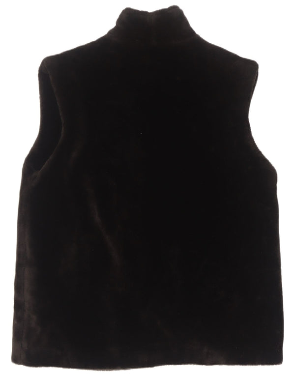 Easy Damen Übergroße Kunstpelzweste UK 16 Large Schwarz Acryl