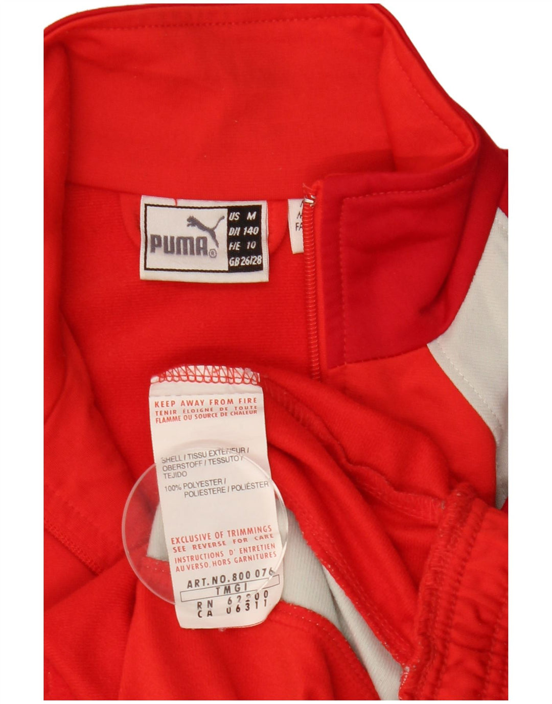 PUMA Jungen-Trainingsanzug, Oberteil, Jacke, 9–10 Jahre, rotes Farbblock-Polyester