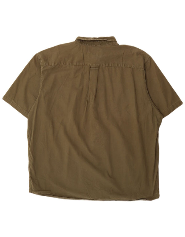EDDIE BAUER Herren Kurzarmhemd XL Khaki Baumwolle