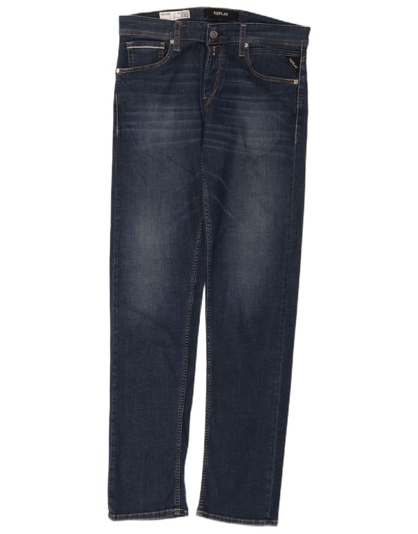 Replay Damen Grover Slim Jeans W30 L32 Marineblau