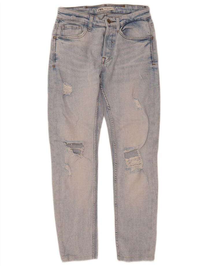 Zara Herren Distressed Slim Jeans EU 38 Small W30 L28 Blau