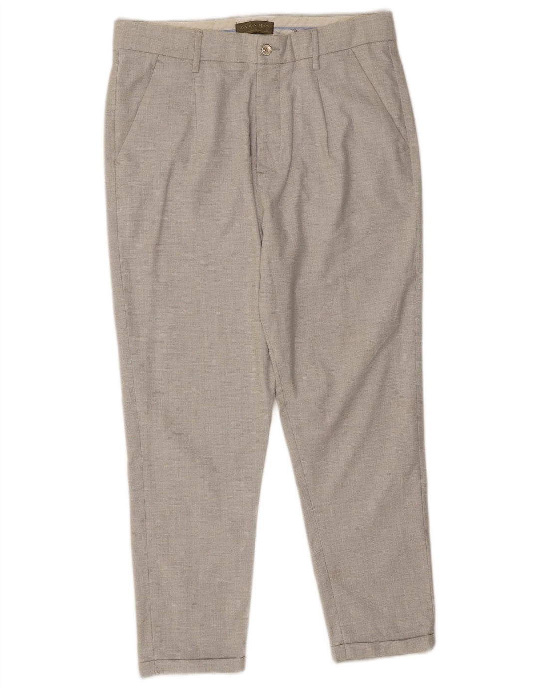 Zara Herren Pegged Chino Hose EU 40 Medium W31 L24 Grau Polyester