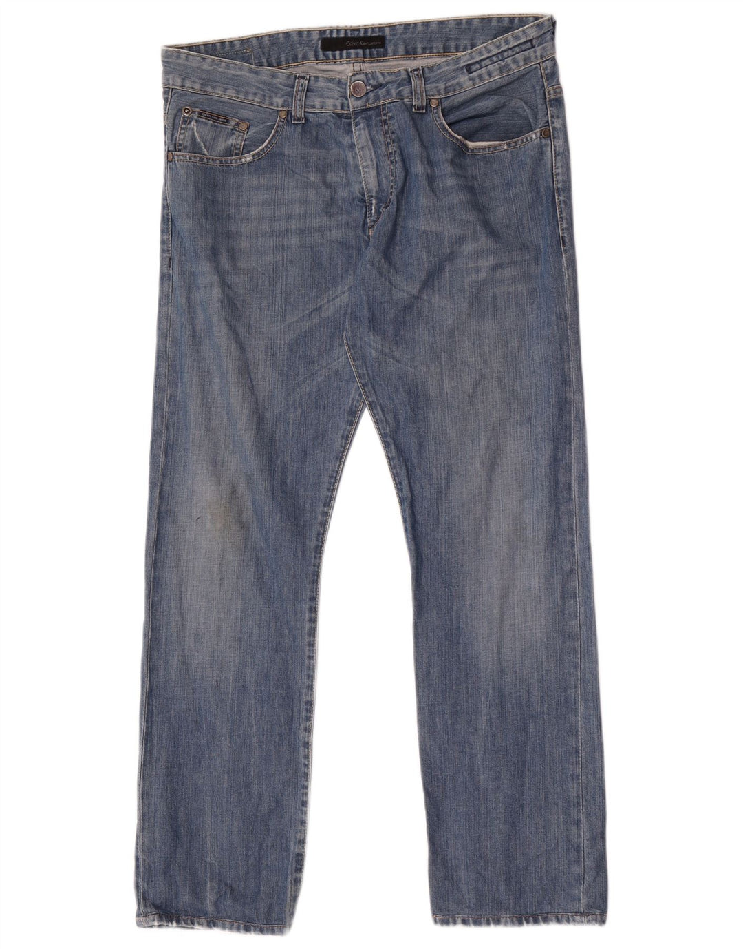 Calvin Klein Herren Straight Jeans W32 L30 Blaue Baumwolle