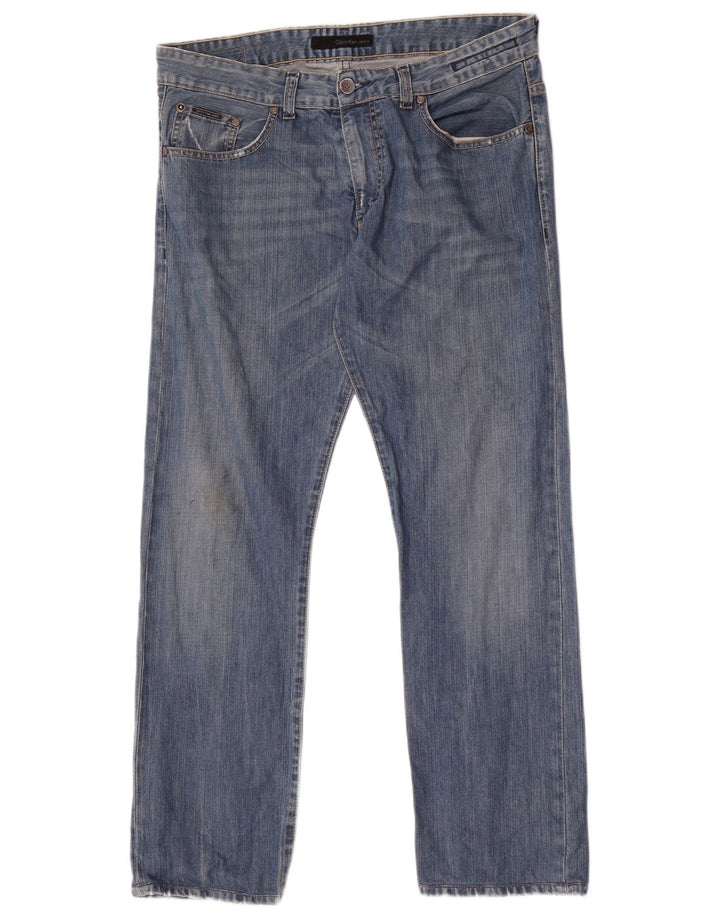 Calvin Klein Herren Straight Jeans W32 L30 Blaue Baumwolle