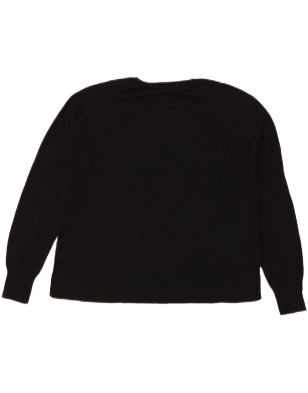 Zara Damen Crop Crew Neck Pullover Pullover UK 14 Mittelschwarze Viskose