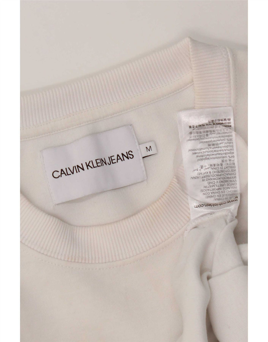 Calvin Klein Jeans Damen Übergroßer Sweatshirt-Pullover UK 14 Mittelweiß
