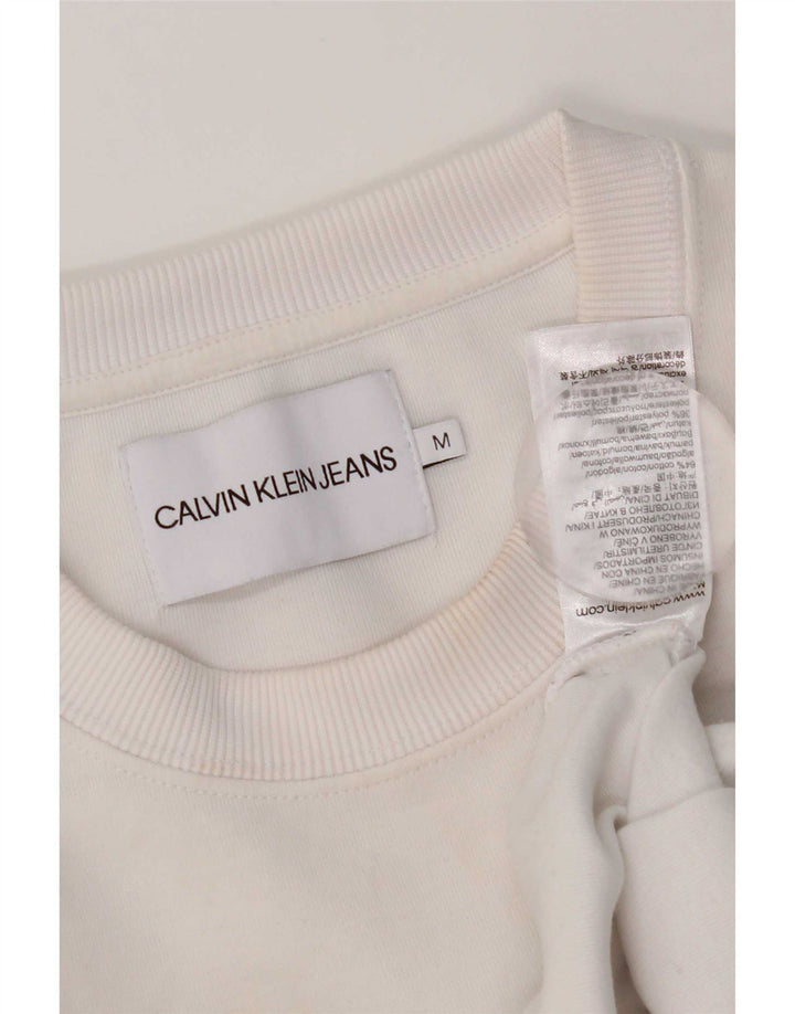 Calvin Klein Jeans Damen Übergroßer Sweatshirt-Pullover UK 14 Mittelweiß