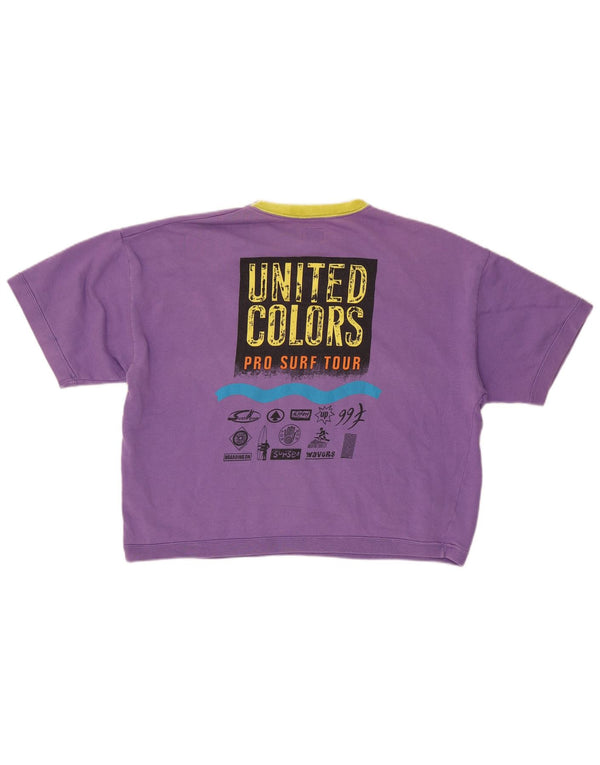 Benetton Damen-Sweatshirt in Übergröße mit Grafik, Gr. 40, Größe L, Lila