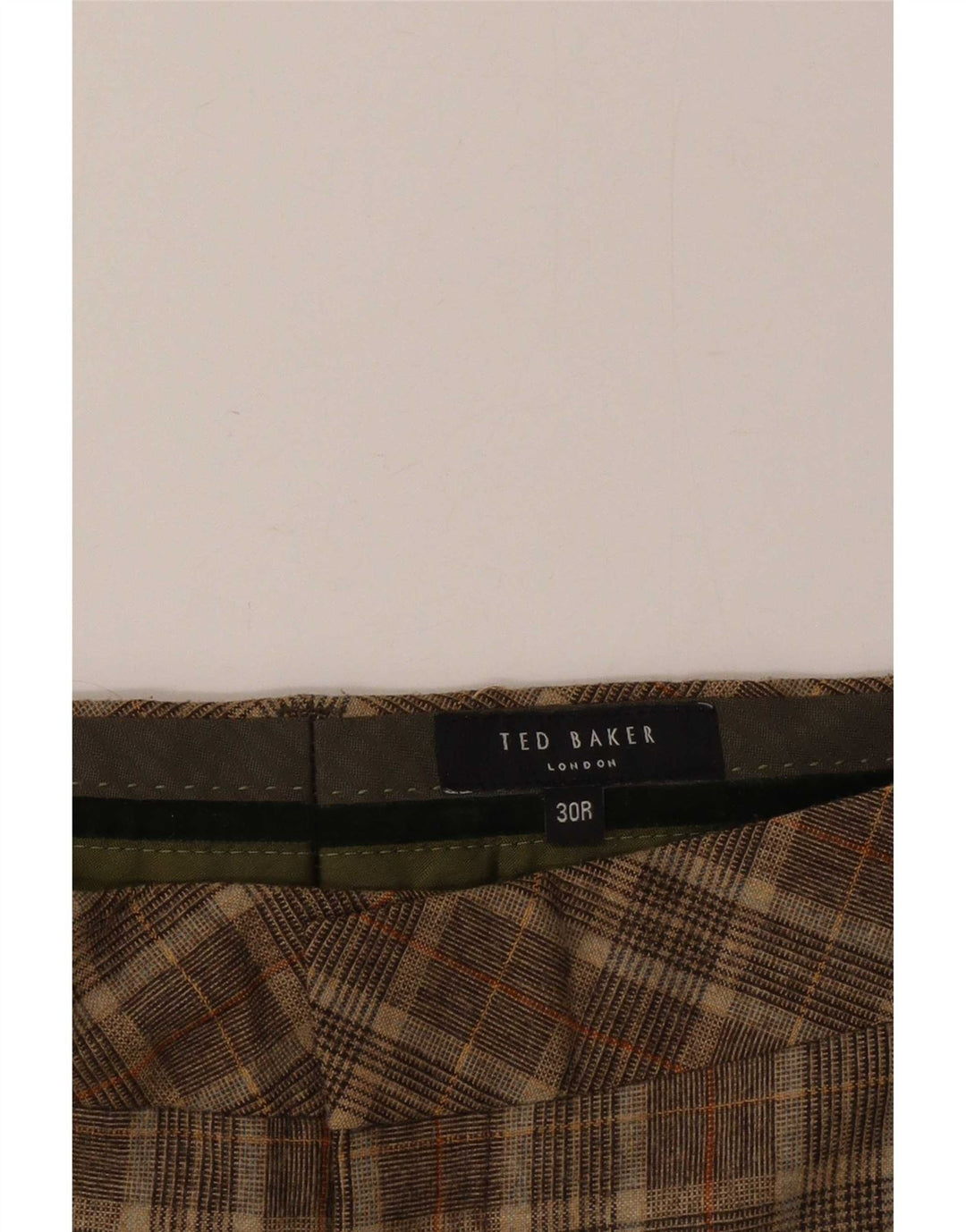Ted Baker Herren Slim Fit Freizeithose W30 L32 Braun karierte Wolle