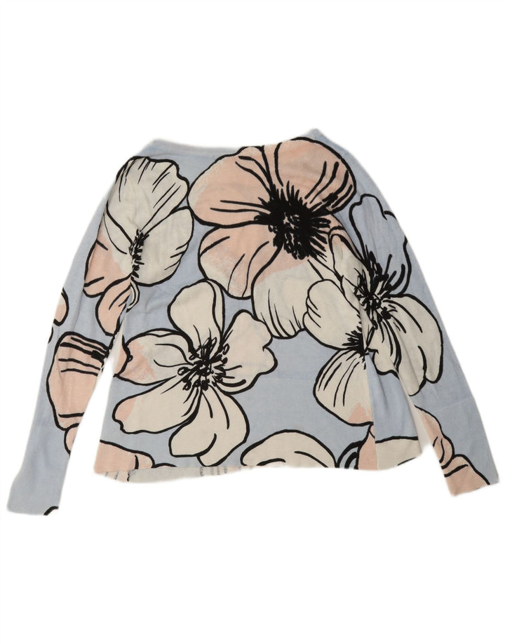 Marks & Spencer Damen-Blusenoberteil, Größe S, Blau, Blumenmuster, Baumwolle