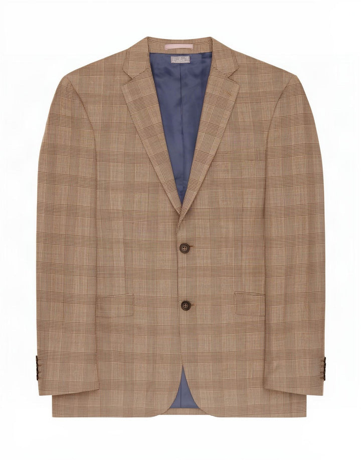 Marks & Spencer Herren-Blazer mit 2 Knöpfen, UK 40, Mittelbeige kariert