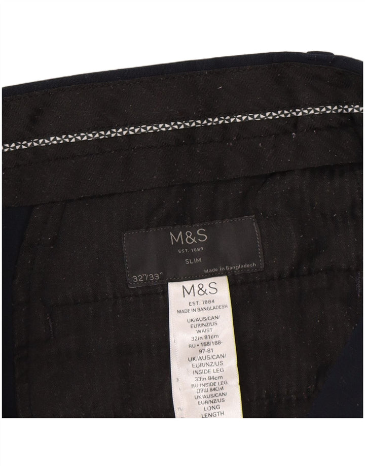Marks & Spencer Herren Slim Chinohose W32 L33 Marineblaues Polyester