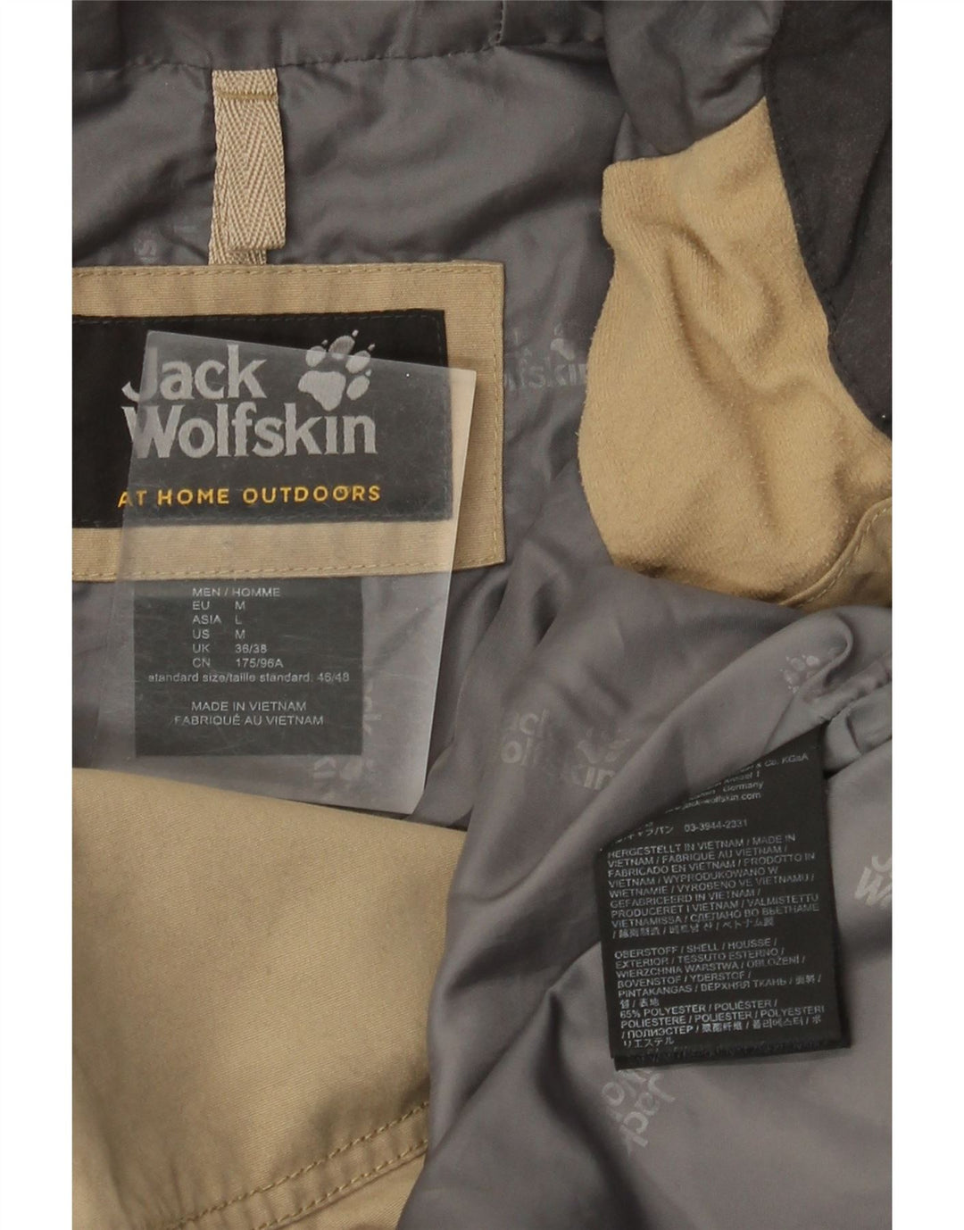 Jack Wolfskin Herren-Windbreaker-Jacke, UK 36/38, Mittelbeige, Farbblock
