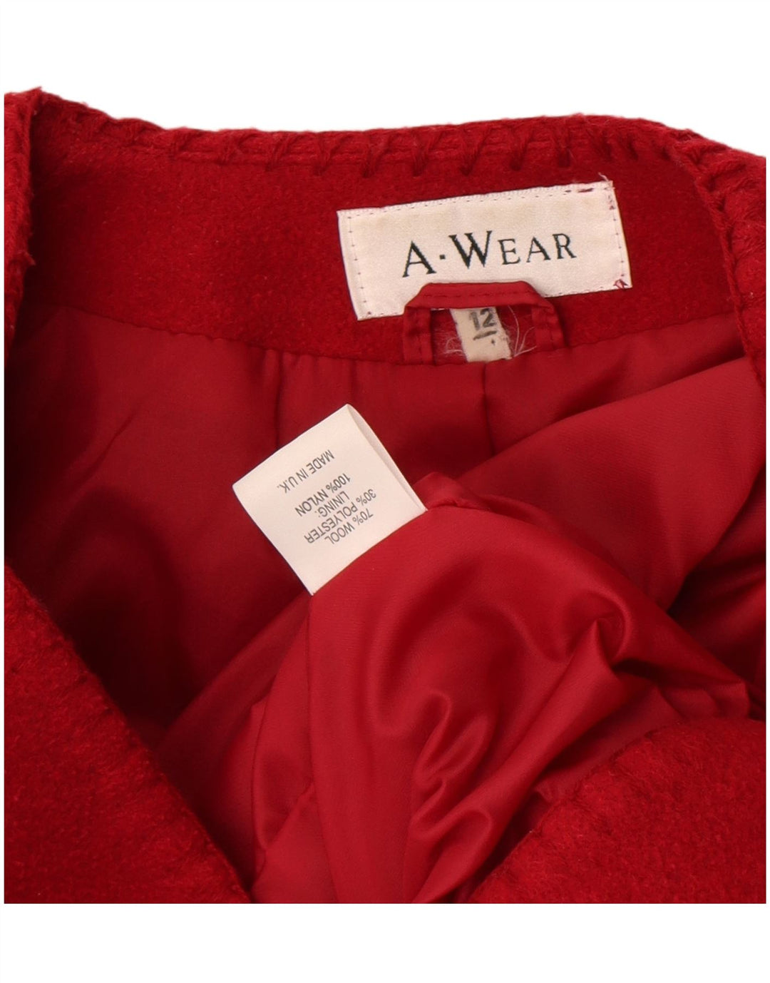 A.Wear Damen-Blazerjacke mit 3 Knöpfen, UK 12, mittelrote Wolle