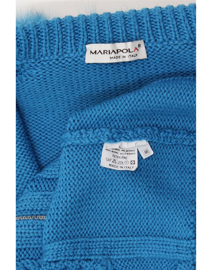 Mariapola Damen Strickjacke IT 48 XL Blaue Merinowolle