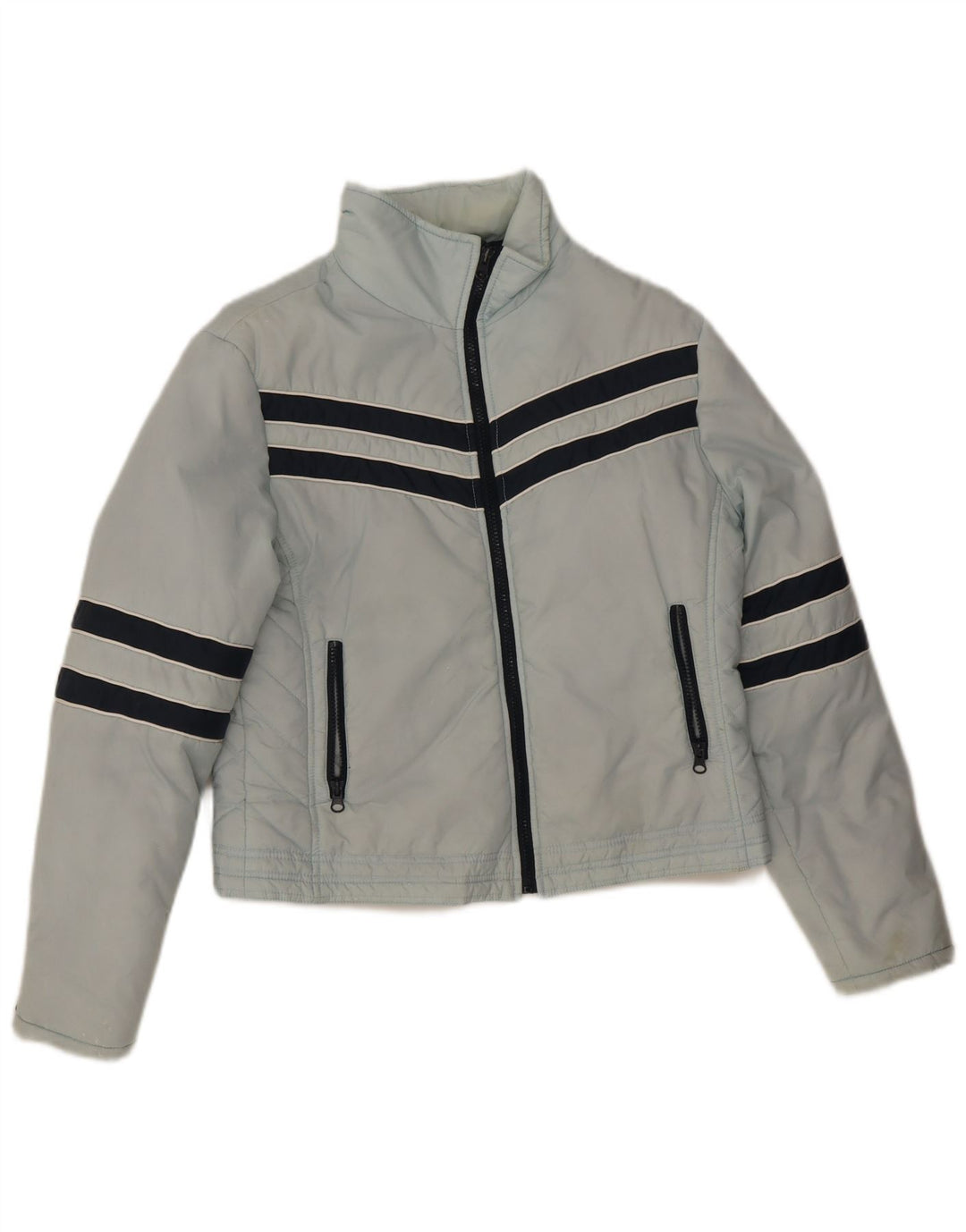 CLOCK HOUSE Wattierte Damenjacke UK 16 Large Blaues Colourblock-Polyester