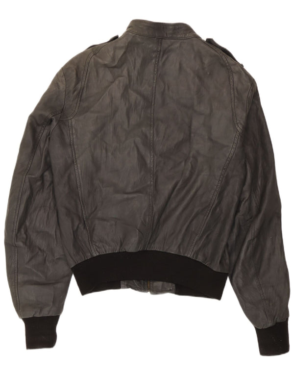 Sasch Herren Militärlederjacke UK 40 Large Schwarz