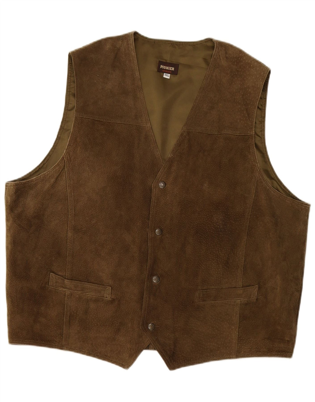 PIONIER Herren Wildlederweste UK 22 3XL Khaki Leder