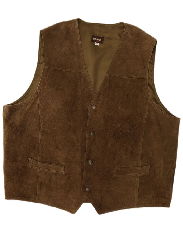 PIONIER Herren Wildlederweste UK 22 3XL Khaki Leder
