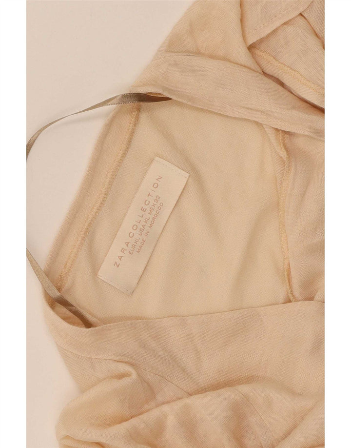 Zara Damen Bluse Top UK 18 XL Beige
