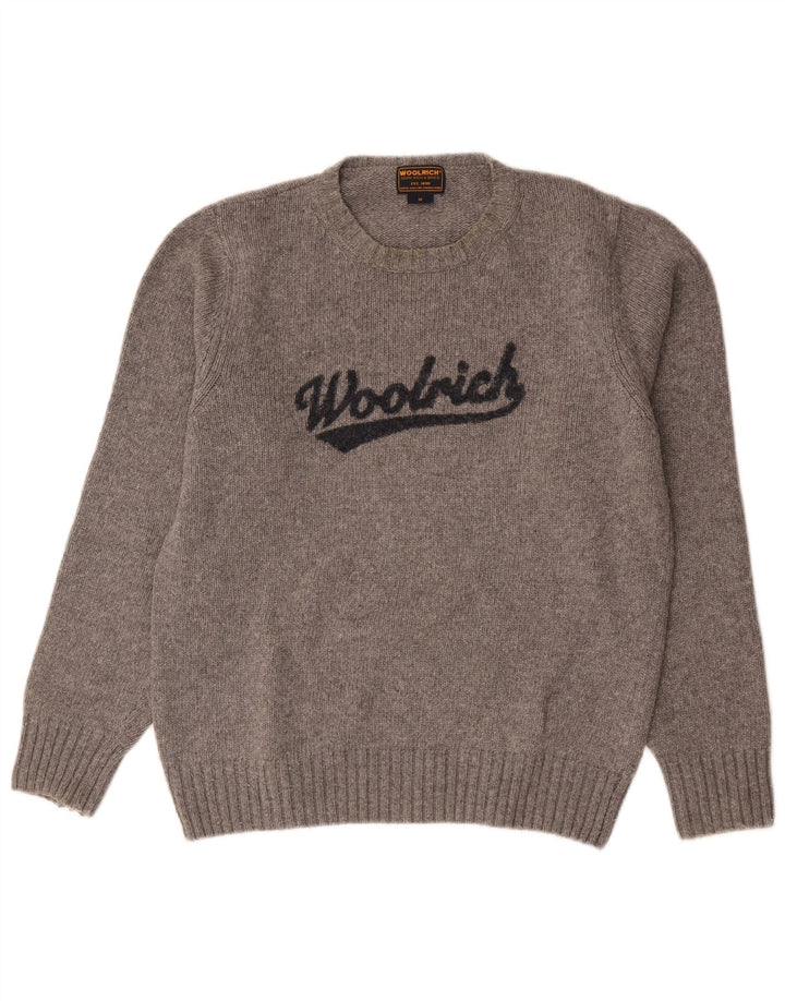 Woolrich Herren-Pullover mit Grafik, mittelgrau gesprenkelte Wolle