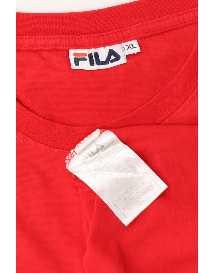 Fila Herren Grafik-T-Shirt-Oberteil XL aus roter Baumwolle