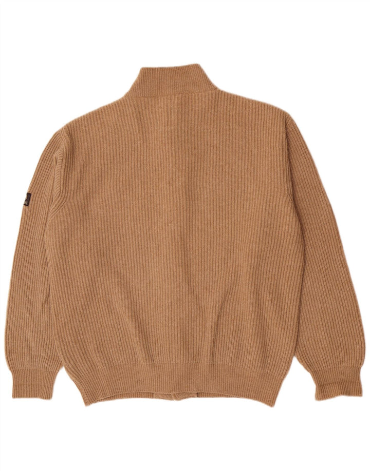 Navigare Herren-Strickjacke, groß, beige Lammwolle