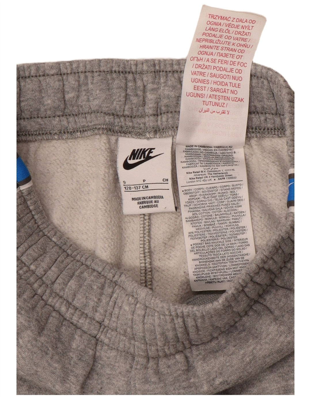 NIKE Jungen-Trainingsanzug mit Grafik, Jogginghose, 8–9 Jahre, Größe S, Grau