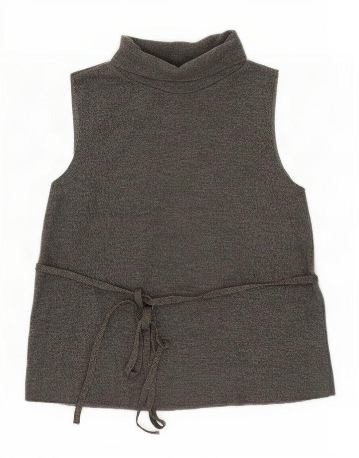 Zara Damen Weste Top UK 14 Large Khaki Baumwolle