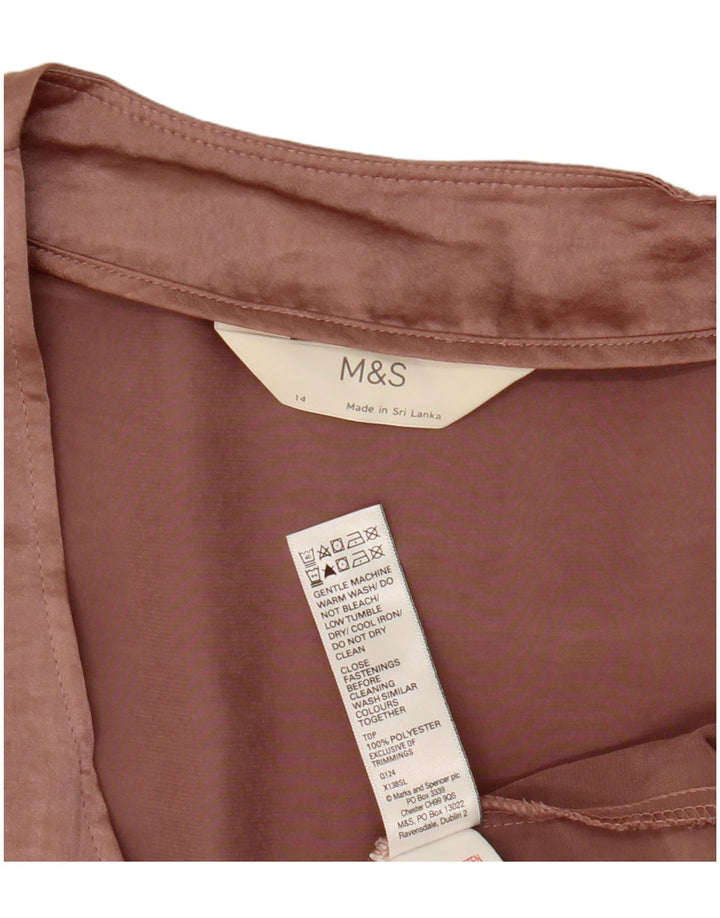 Marks & Spencer Damen ärmellose Hemdbluse UK 14 Large Pink Polyester