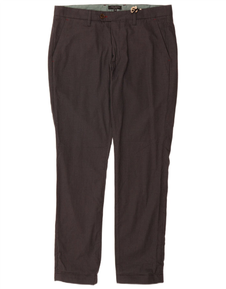 Ted Baker Slim-Anzughose für Herren, W34, L32, graue Baumwolle