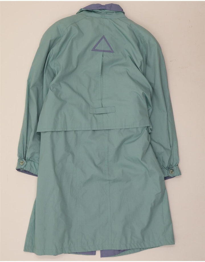 Vintage Damen Trenchcoat UK 12 Mittelgrünes Farbblock-Polyester