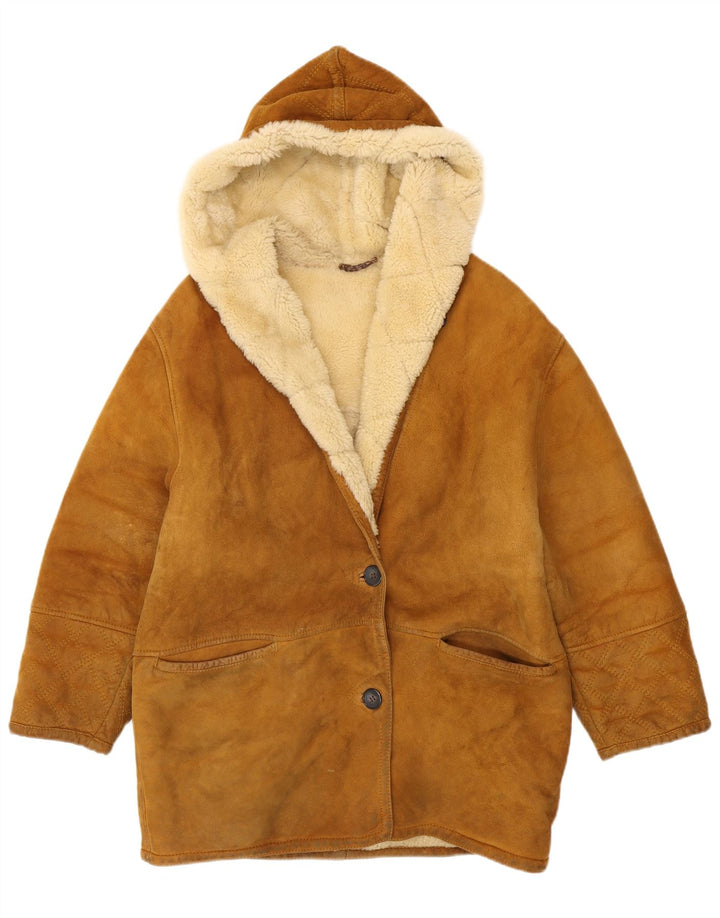 Conbipel Damen Lammfelljacke mit Kapuze, UK 16, Größe L, Beige