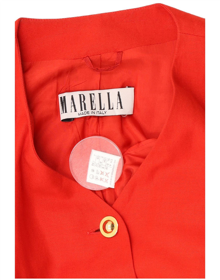 Marella Damen ärmellose 4-Knopf-Blazerjacke, UK 12, mittelrotes Leinen