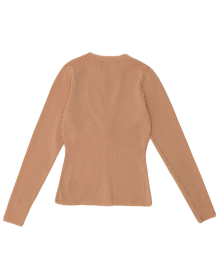 Zara Damen Top Langarm UK 8 Small Beige Viskose