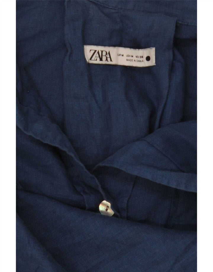 Zara Damen-Hemdbluse, kurzärmelig, übergroß, Gr. 14, mittelmarineblau