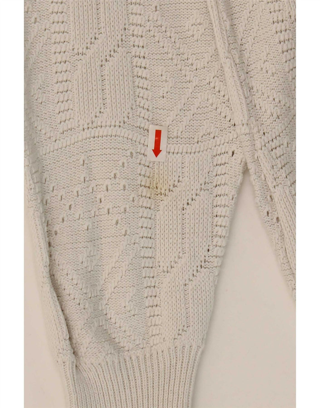 Vintage Damen Pullover mit Knopfkragen, IT 42, Mittelweiß, Acryl