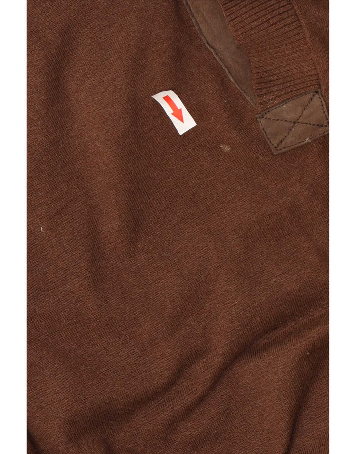 Massimo Dutti Herren-Pullover mit Schalkragen, XL, braune Baumwolle