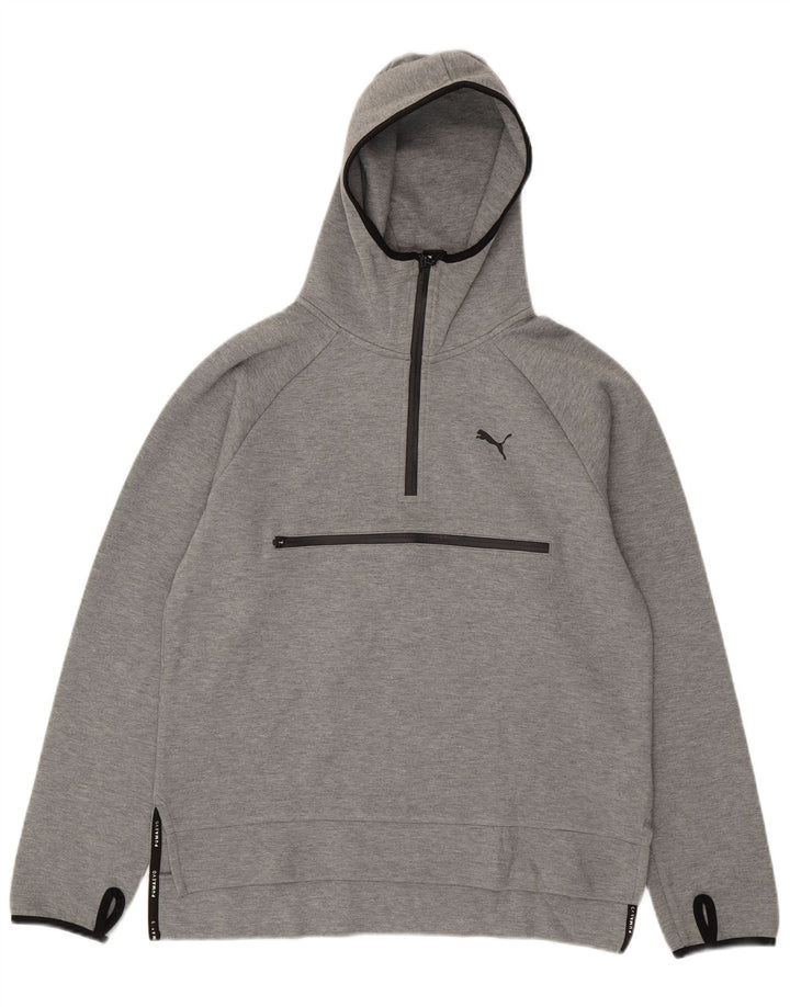 Puma Herren Kapuzenpullover mit Reißverschluss, Größe S, graue Baumwolle