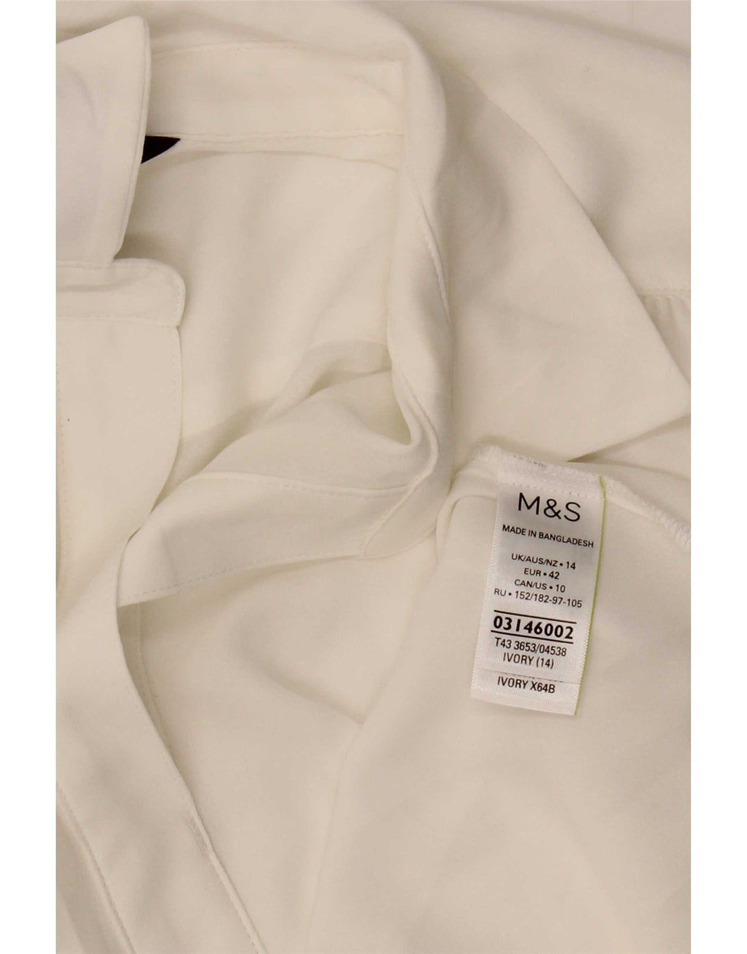 Marks & Spencer Damen Bluse Top UK 14 Large Weiß Polyester