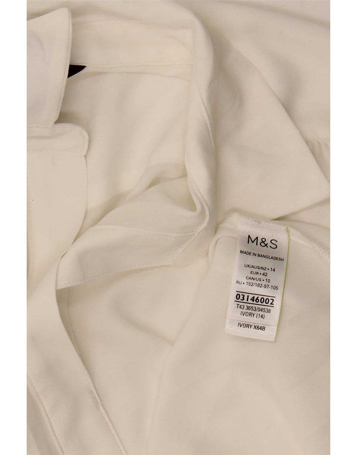 Marks & Spencer Damen Bluse Top UK 14 Large Weiß Polyester