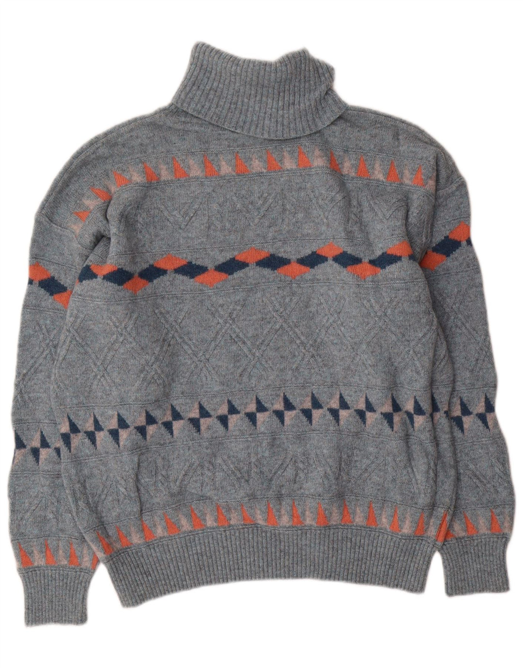 Baroni Rollkragenpullover für Herren, Größe 54, XL, blaue geometrische Wolle