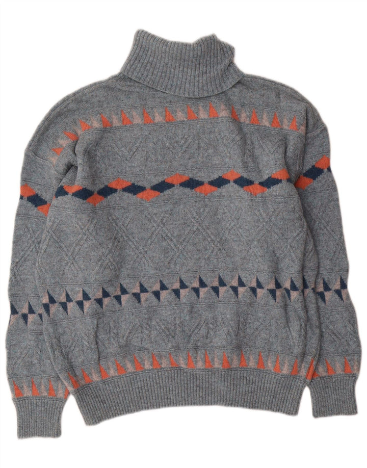 Baroni Rollkragenpullover für Herren, Größe 54, XL, blaue geometrische Wolle