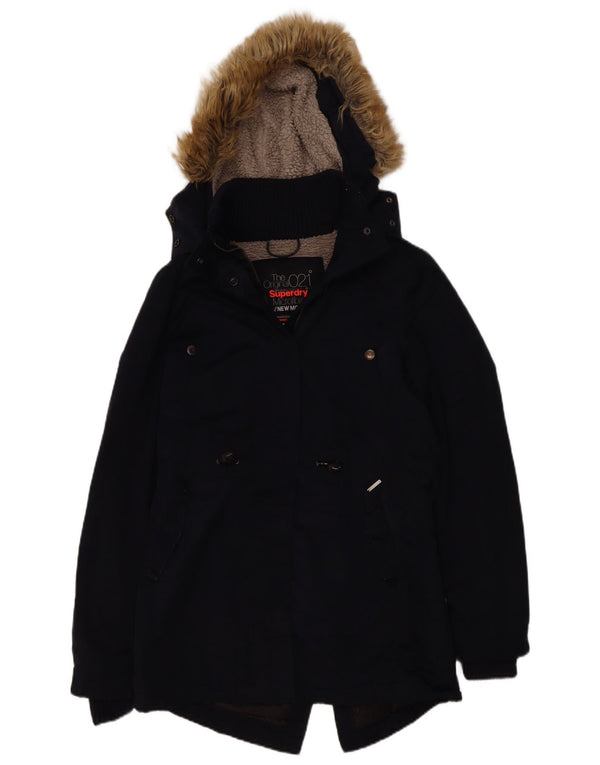 Superdry Damen-Sherpa-Parka mit Kapuze, UK 14, Mittelmarineblau, Polyester