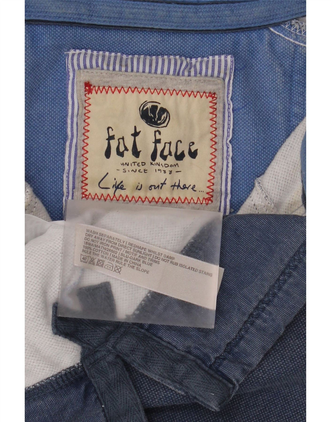 Fat Face Herren-Sweatshirt mit Reißverschluss am Hals, groß, aus blauer Baumwolle