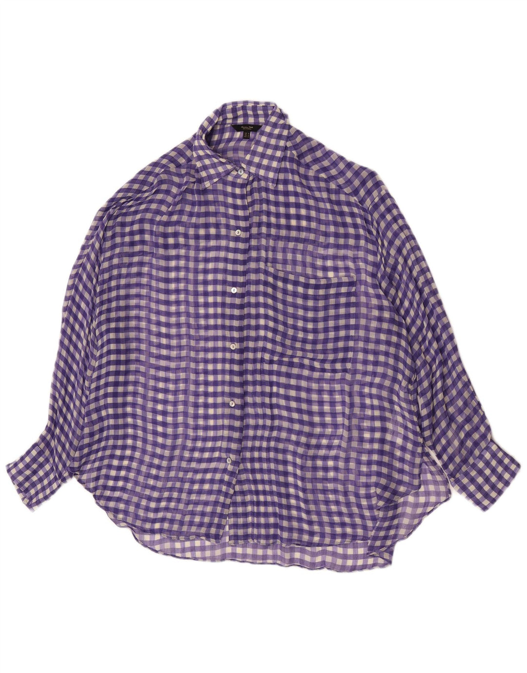 Massimo Dutti Damen-Hemdbluse in Übergröße, Größe UK 14, mittelviolettes Gingham