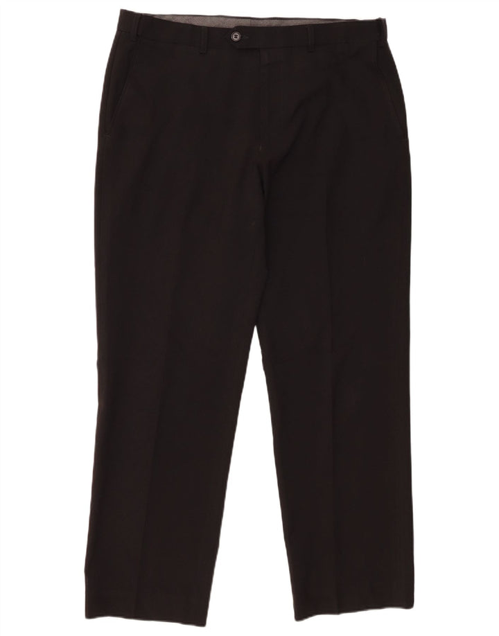 Marks & Spencer Herren-Anzughose in normaler Passform, W34, L27, Schwarz, Polyester